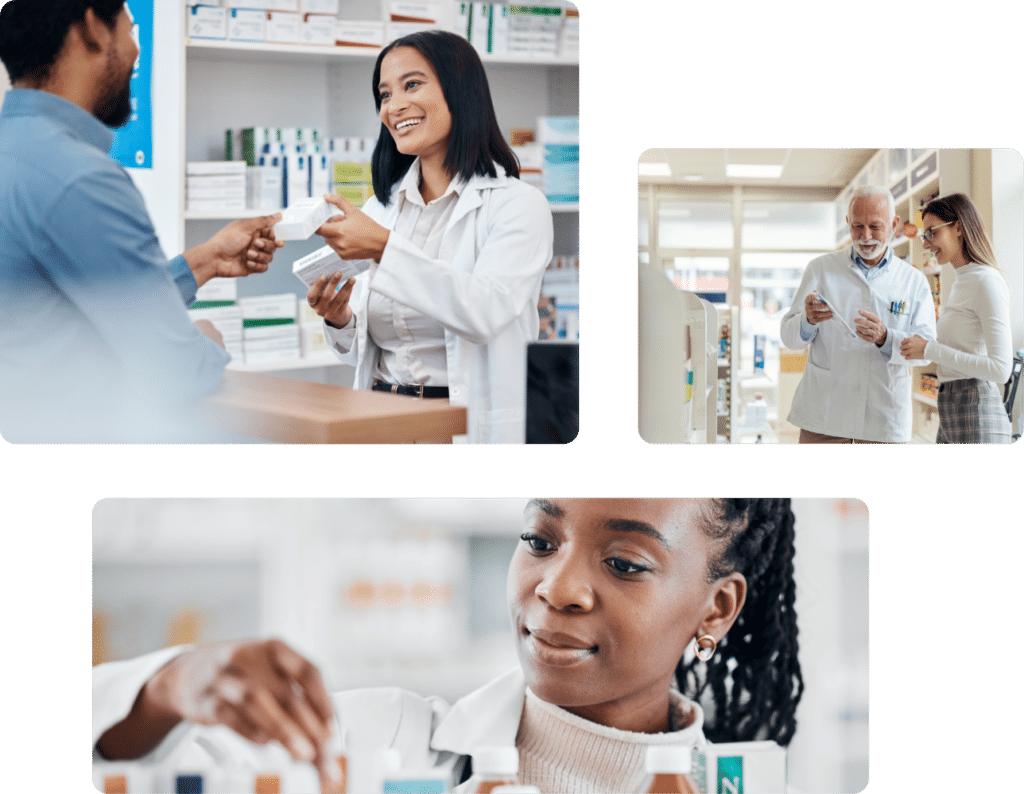 Customers shopping for products in pharmacy